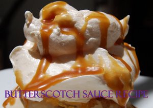 Vanilla Ice Cream with Butterscotch Sauce and Meringues