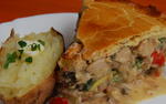 Hot Chicken Pie with a Baked Potato