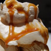 Meringue with Ice Cream and Butterscotch Sauce